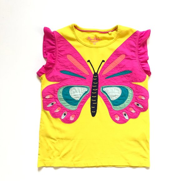 Mini Boden Other - Mini Boden Butterfly Top T Shirt 11 12 Pink Yellow